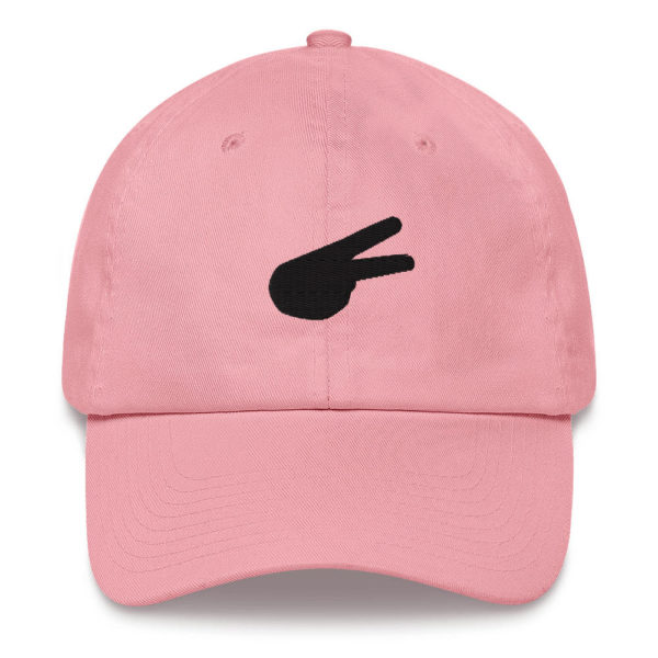 Dontrez Black Solid Back Hand Peace Sign on Pink Baseball Cap