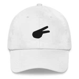Back Hand Peace Sign Black Solid Embroidered Baseball Cap