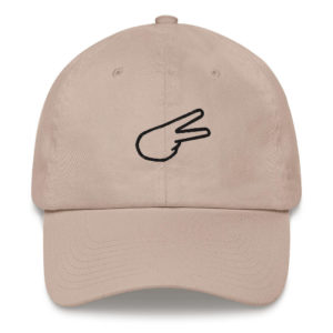 Back Hand Peace Sign Black Embroidered Baseball Cap