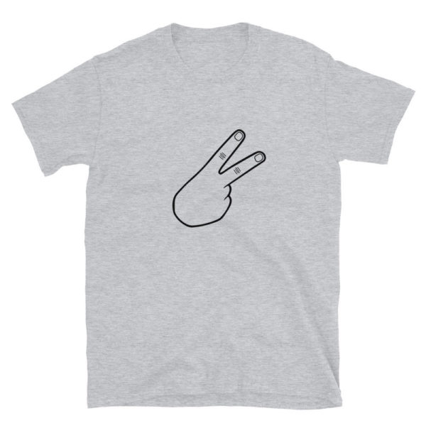 Dontrez Black Outline Back Hand Peace Sign on Sport Grey Short Sleeve