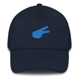 Back Hand Peace Sign Carolina Blue Solid Embroidered Baseball Cap