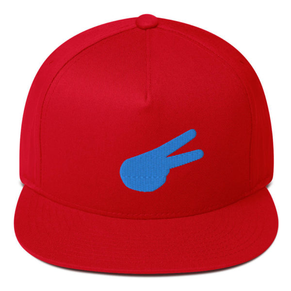 Dontrez Carolina Blue Solid Back Hand Peace Sign on Red Flat Bill Cap