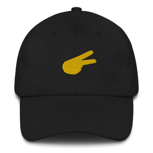Dontrez Gold Solid Back Hand Peace Sign on Black Baseball Cap