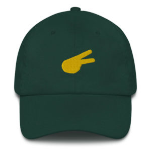 Back Hand Peace Sign Gold Solid Embroidered Baseball Cap