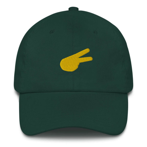 Dontrez Gold Solid Back Hand Peace Sign on Spruce Baseball Cap