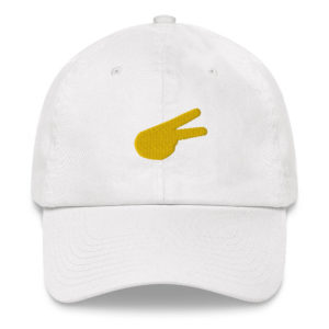 Back Hand Peace Sign Gold Solid Embroidered Baseball Cap