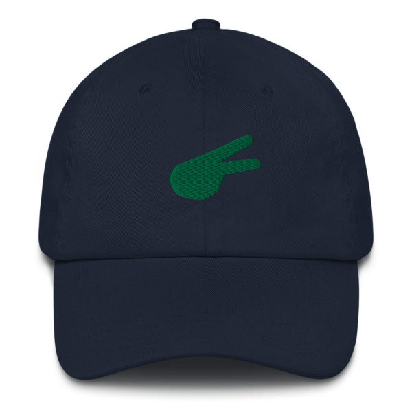 Dontrez Green Solid Back Hand Peace Sign on Navy Baseball Cap