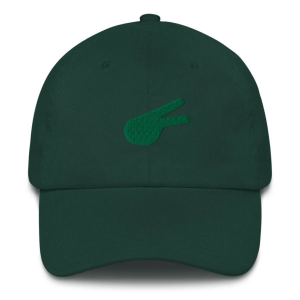 Dontrez Green Solid Back Hand Peace Sign on Spruce Baseball Cap