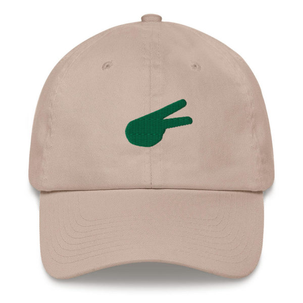 Dontrez Green Solid Back Hand Peace Sign on Stone Baseball Cap