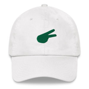 Back Hand Peace Sign Green Solid Embroidered Baseball Cap