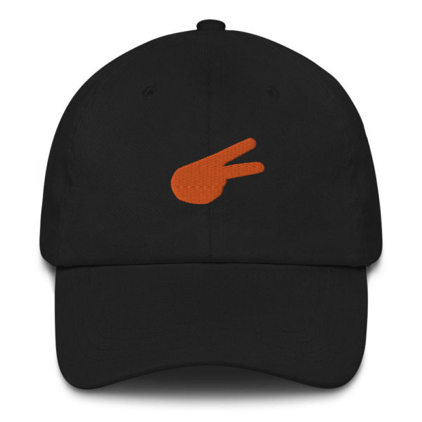 Dontrez Orange Solid Back Hand Peace Sign on Black Baseball Cap