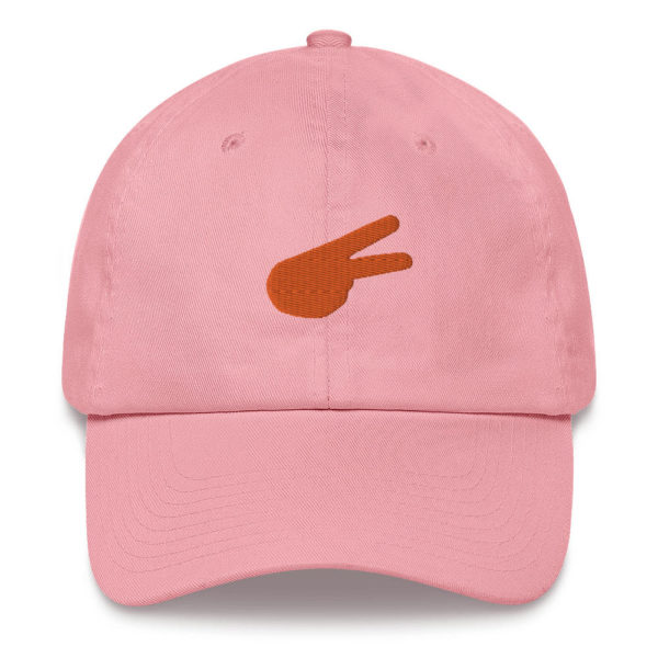 Dontrez Orange Solid Back Hand Peace Sign on Pink Baseball Cap