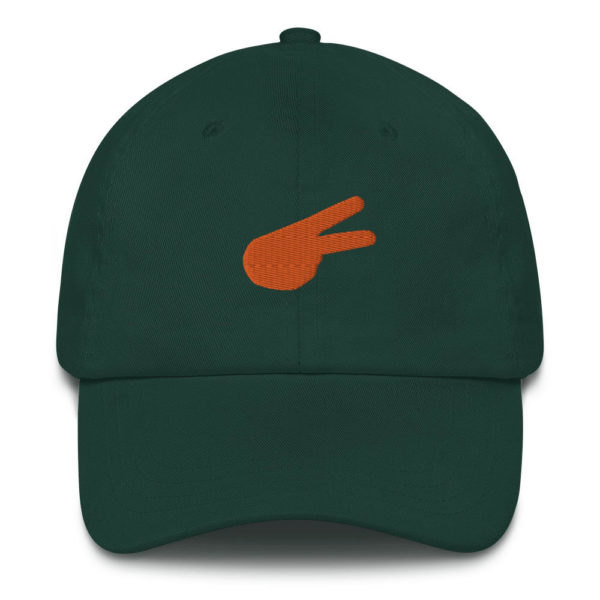 Dontrez Orange Solid Back Hand Peace Sign on Spruce Baseball Cap