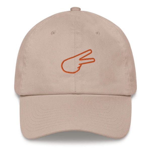 Dontrez Orange Back Hand Peace Sign Outline on Stone Baseball Cap