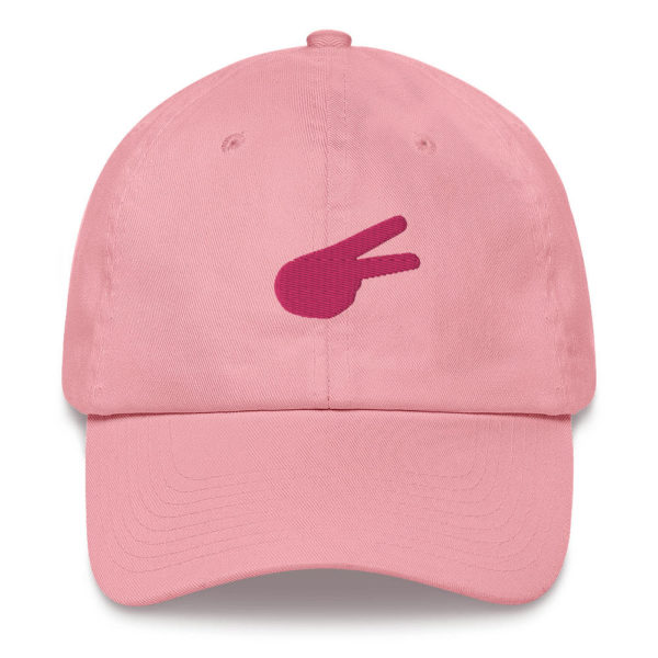 Dontrez Pink Solid Back Hand Peace Sign on Pink Baseball Cap