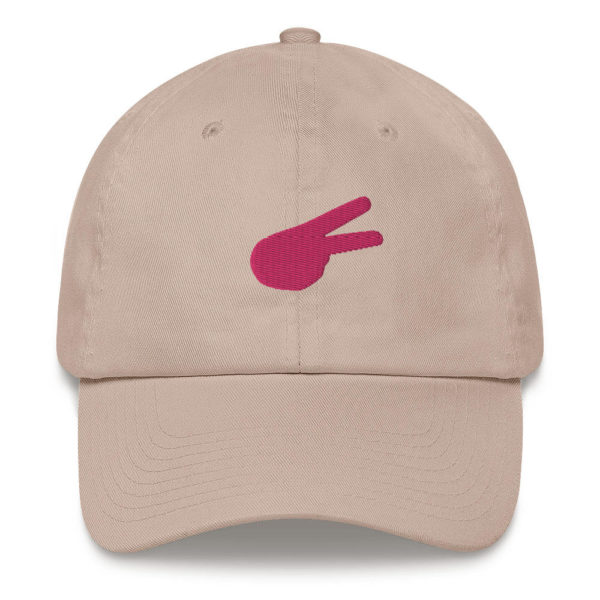Dontrez Pink Solid Back Hand Peace Sign on Stone Baseball Cap