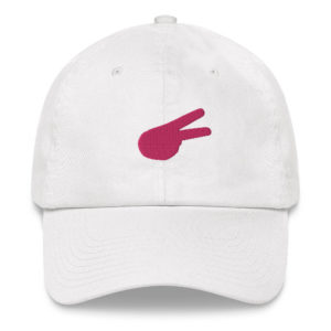 Back Hand Peace Sign Pink Solid Embroidered Baseball Cap