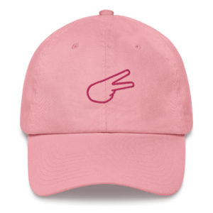 Back Hand Peace Sign Pink Embroidered Baseball Cap