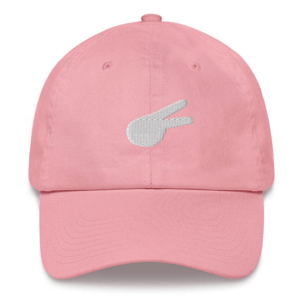 Dontrez White Solid Back Hand Peace Sign on Pink Baseball Cap