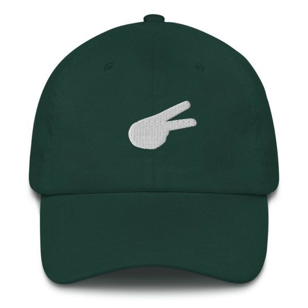 Dontrez White Solid Back Hand Peace Sign on Spruce Baseball Cap